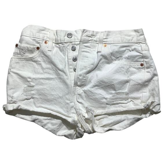 Levi’s Premium 501 Denim Shorts Women’s Size 27 – Distressed, Button Fly, Casual - Picture 1 of 10